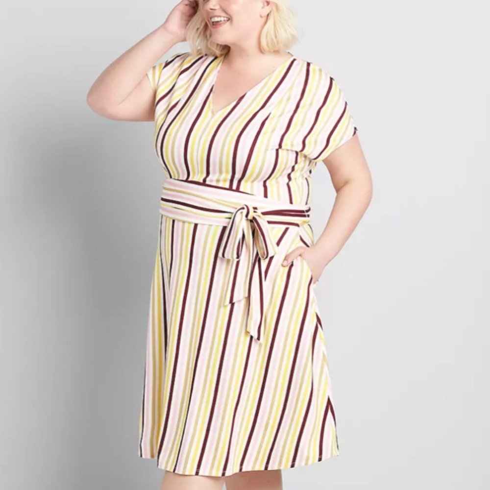 Knit Cap-Sleeve Fit & Flare Lena Dress